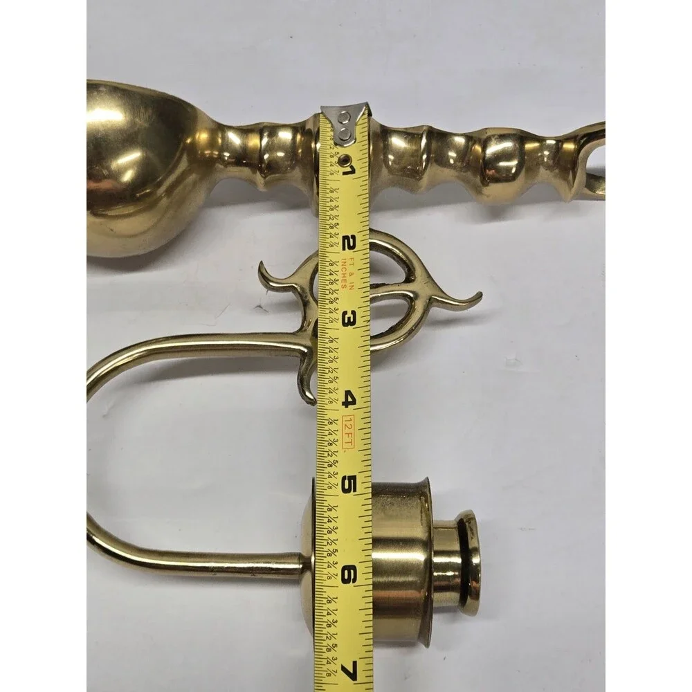 Set of Solid Brass Georgian Style Wall Sconce Set - a Pair Vintage